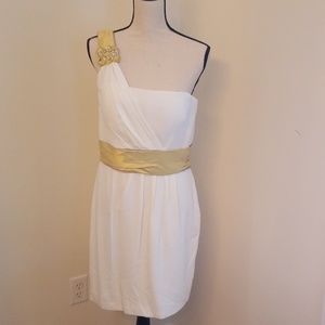 NWT Xeniya Silk White and Gold Dress